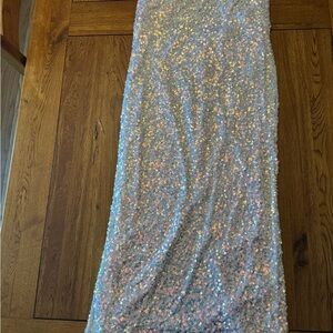 Sequin Evening Dress in Silver and Pink